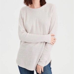 American Eagle Cream Soft & Sexy Plush waffle Sweater XS